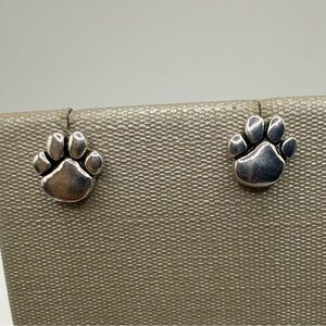 Sterling Silver Dog Paw Stud Earrings Thailand